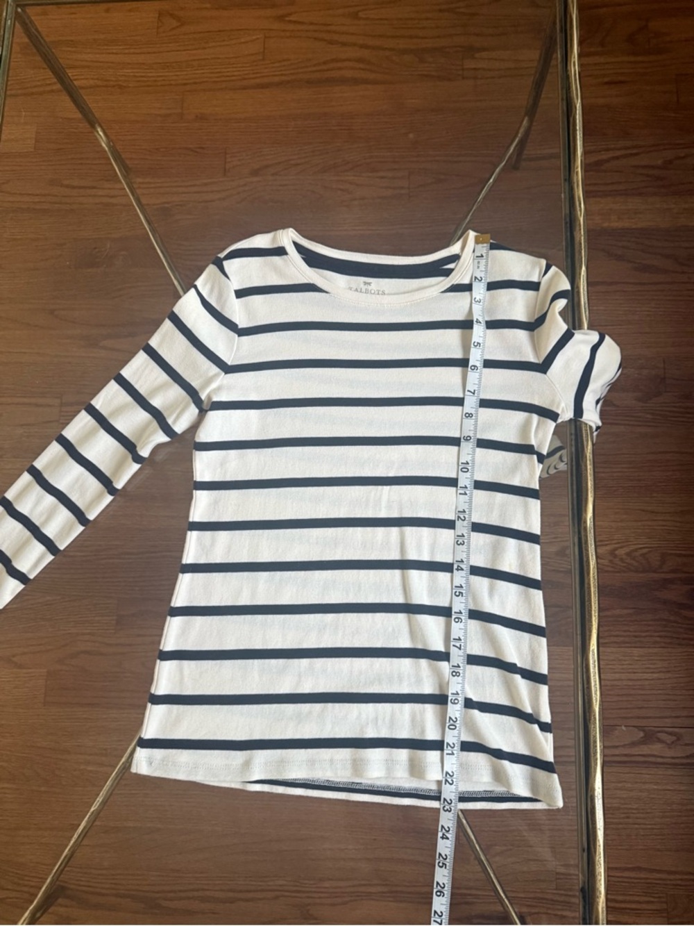 Talbots Striped Long Sleeve Knit Top - Ivory & Navy Sz SP - Picture 6 of 11